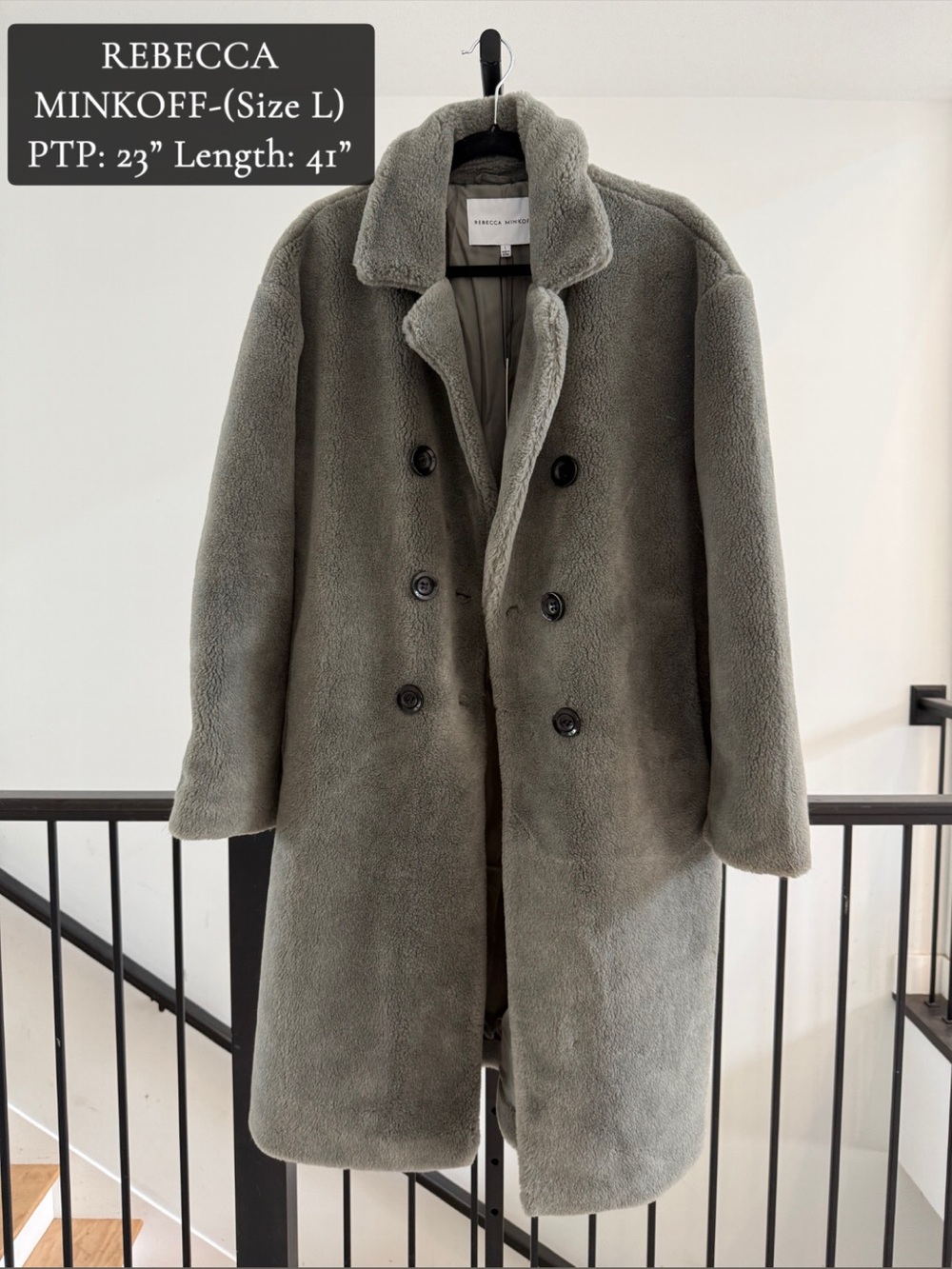 Rebecca Minkoff Olive Faux-Shearling Double-Breasted Coat